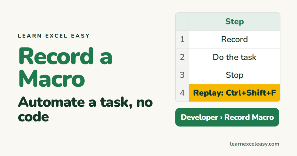 Record a Macro in Excel: automate a task in 2 minutes