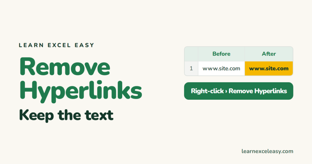 How to Remove Hyperlinks in Excel (all at once)