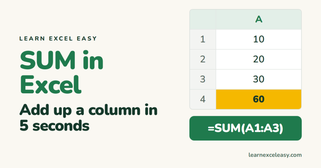 SUM in Excel: add up a column in 5 seconds