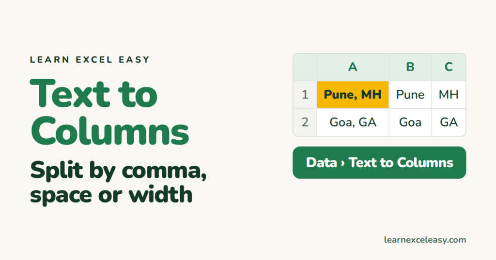 Text to Columns in Excel: split names, addresses and codes